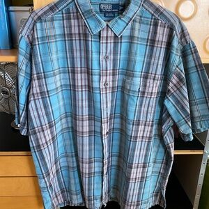 Ralph Lauren Blue and Brown Plaid Men's Shirt